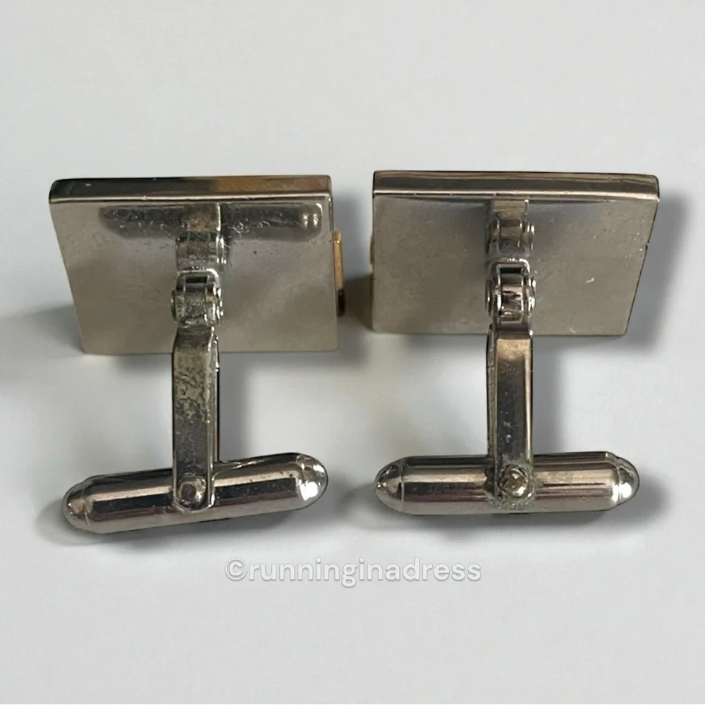 Christian Dior Vintage Two-Tone Gold & Silver Logo Cufflinks